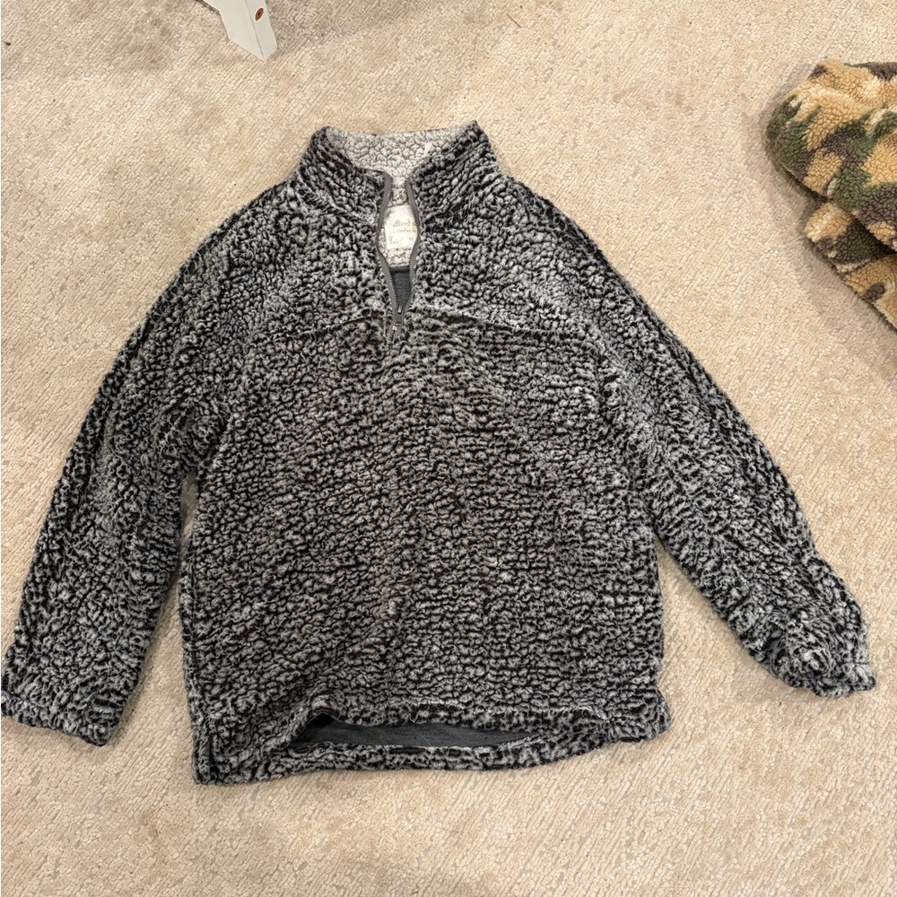 Women's Cozy Black and Gray 1/4 Zip Jacket